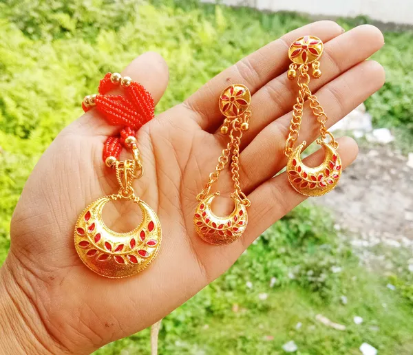 Assamese_Traditional_Red_Colour_Jewellery_Set_For_Women